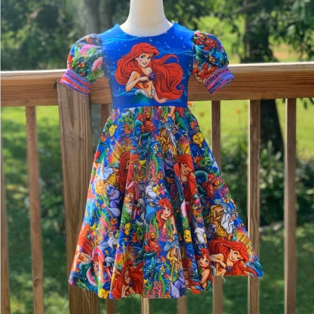 New Custom Disney little mermaid twirl dress size 7
